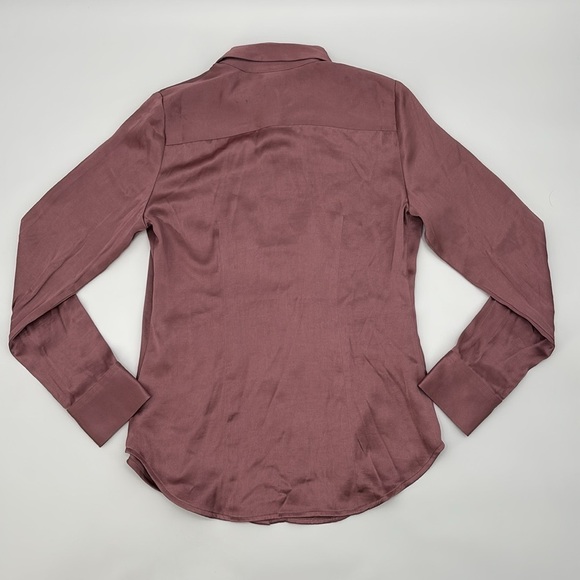 Madewell Darted Button-Up Shirt in Satin Woodrose pink size 00 NWT NN947 - Picture 8 of 14